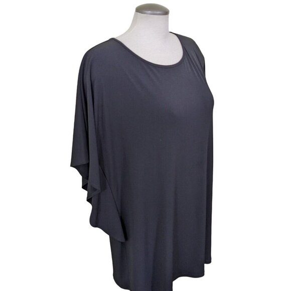 Clara Sun Woo Womens Tunic Top Size XL Black Dolman Sleeve Stretch Lagenlook - Picture 2 of 7